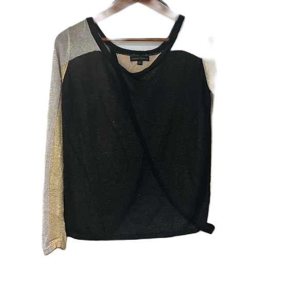 Jealous Tomato Woman's Metallic Black, Silver & Gold Sweater Sz s That Girl - Picture 4 of 8